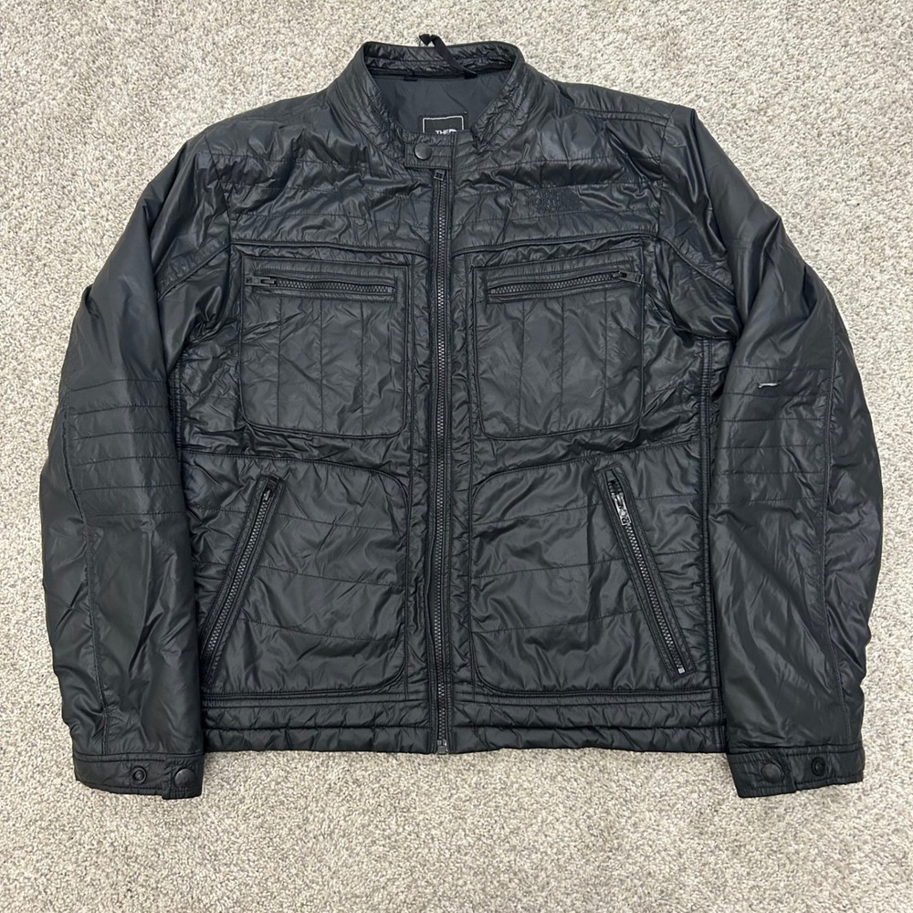 The North Face Mack Moto Jacket Large Black Quilted Full Zip Insulated Puffer